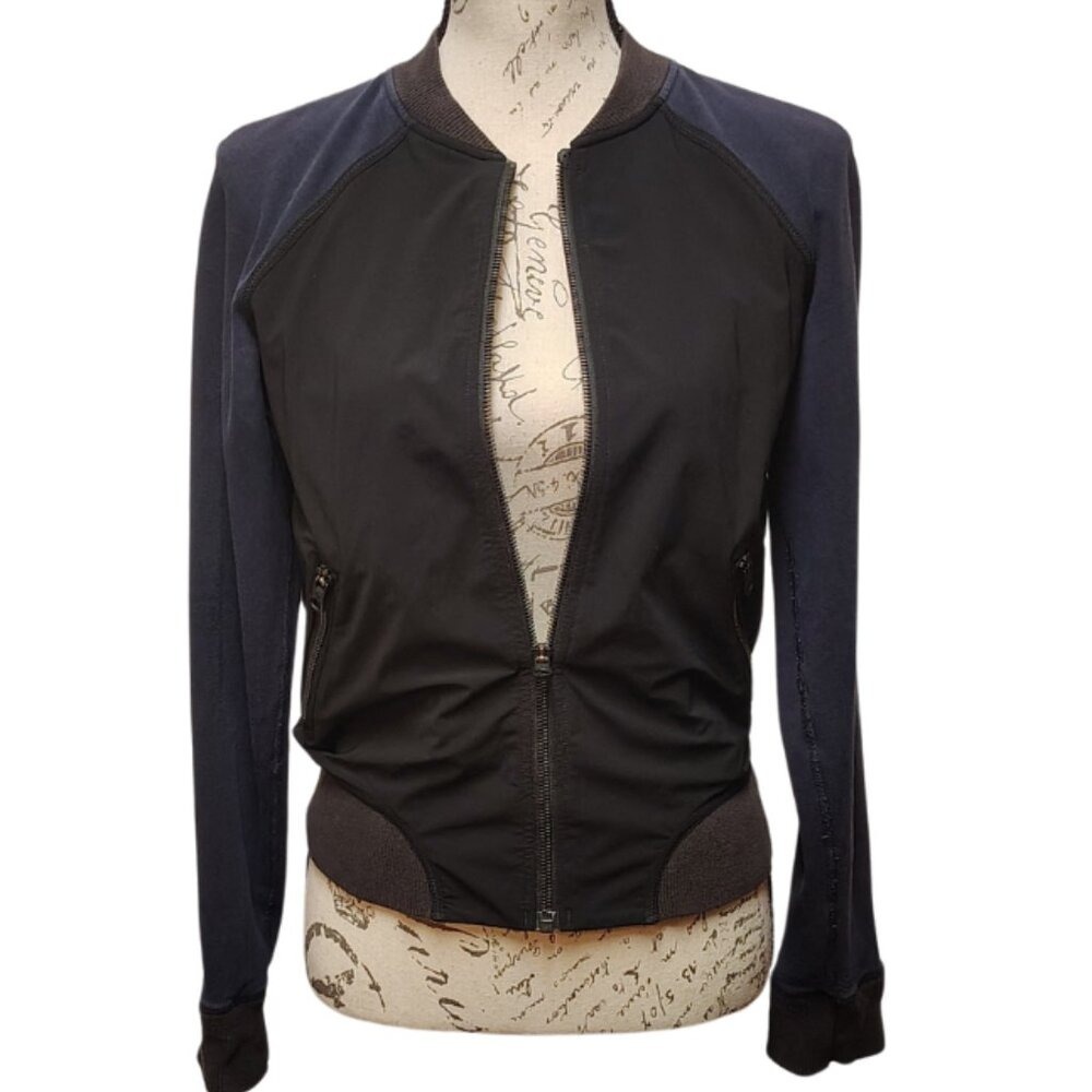 Lululemon Athletica Womens Var-City Bomber Jacket 6 Black Navy Full Zip Sporty - Picture 7 of 10